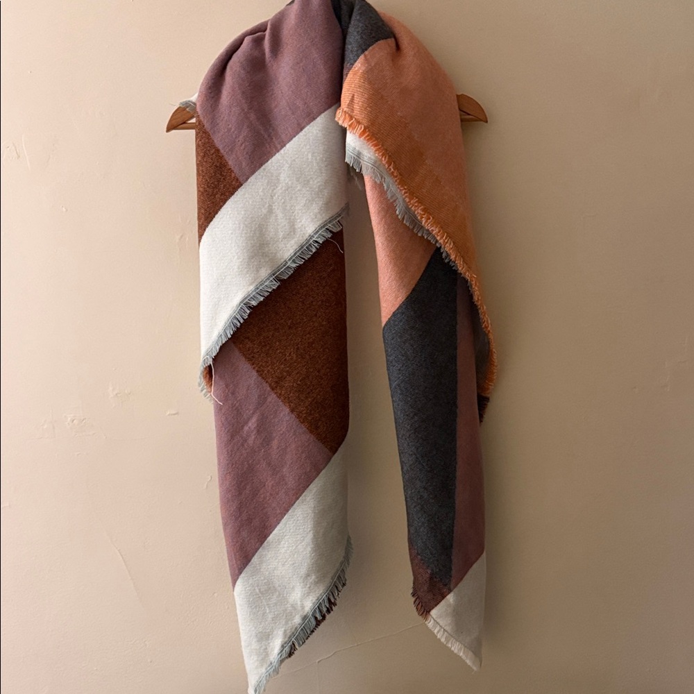 Color Block Scarf with Fringe
